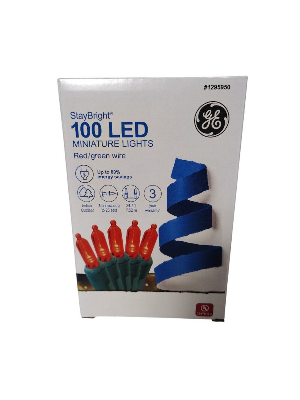GE StayBright 100 LED Miniature Lights Red/Green Wire Indoor/Outdoor 24.7 Ft